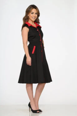 Black Red Trim Swing Dress -Sway & Shine Fashion Sales Store 3310 Black Red Trim Dress 10