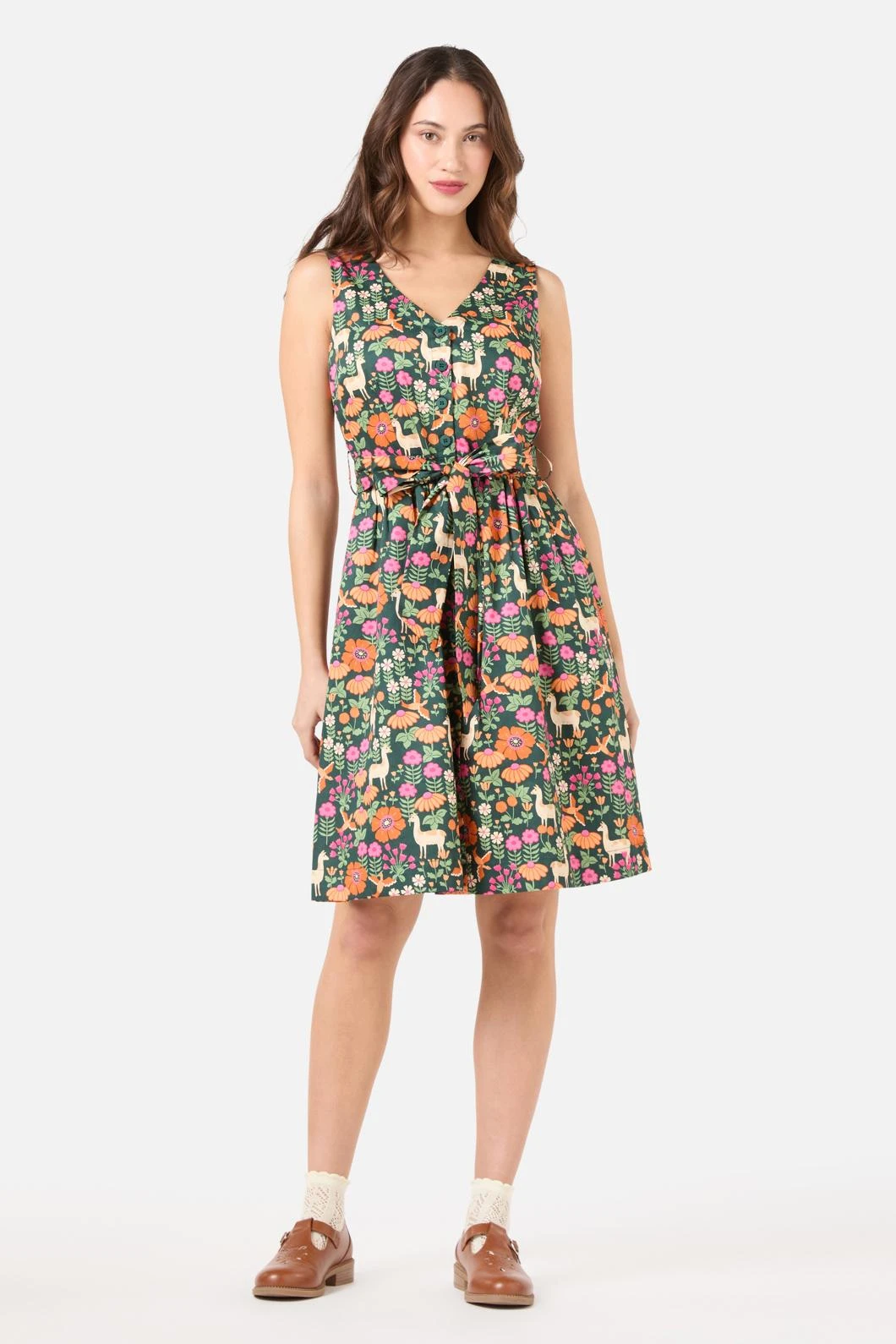 Llama V Neck Sleeveless Dress 2 Llama V Neck Sleeveless Dress - Image 2