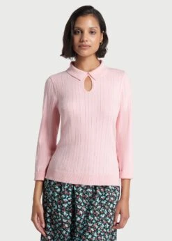 Pearly Paradise Keyhole Sweater -Sway & Shine Fashion Sales Store m4403086 pnk 1